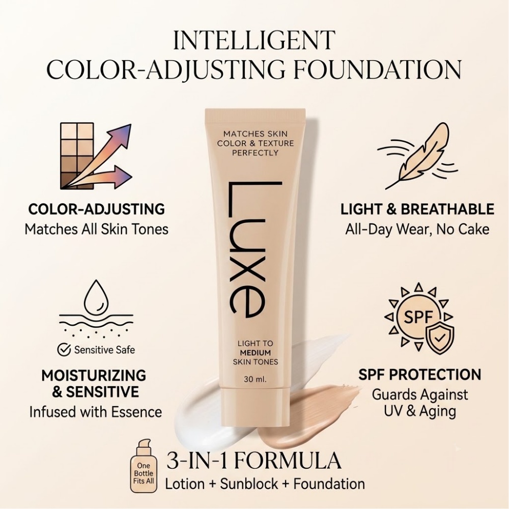 LUXE Smart Shade Adapting Liqu - Beauty Luxe Makeup review and price