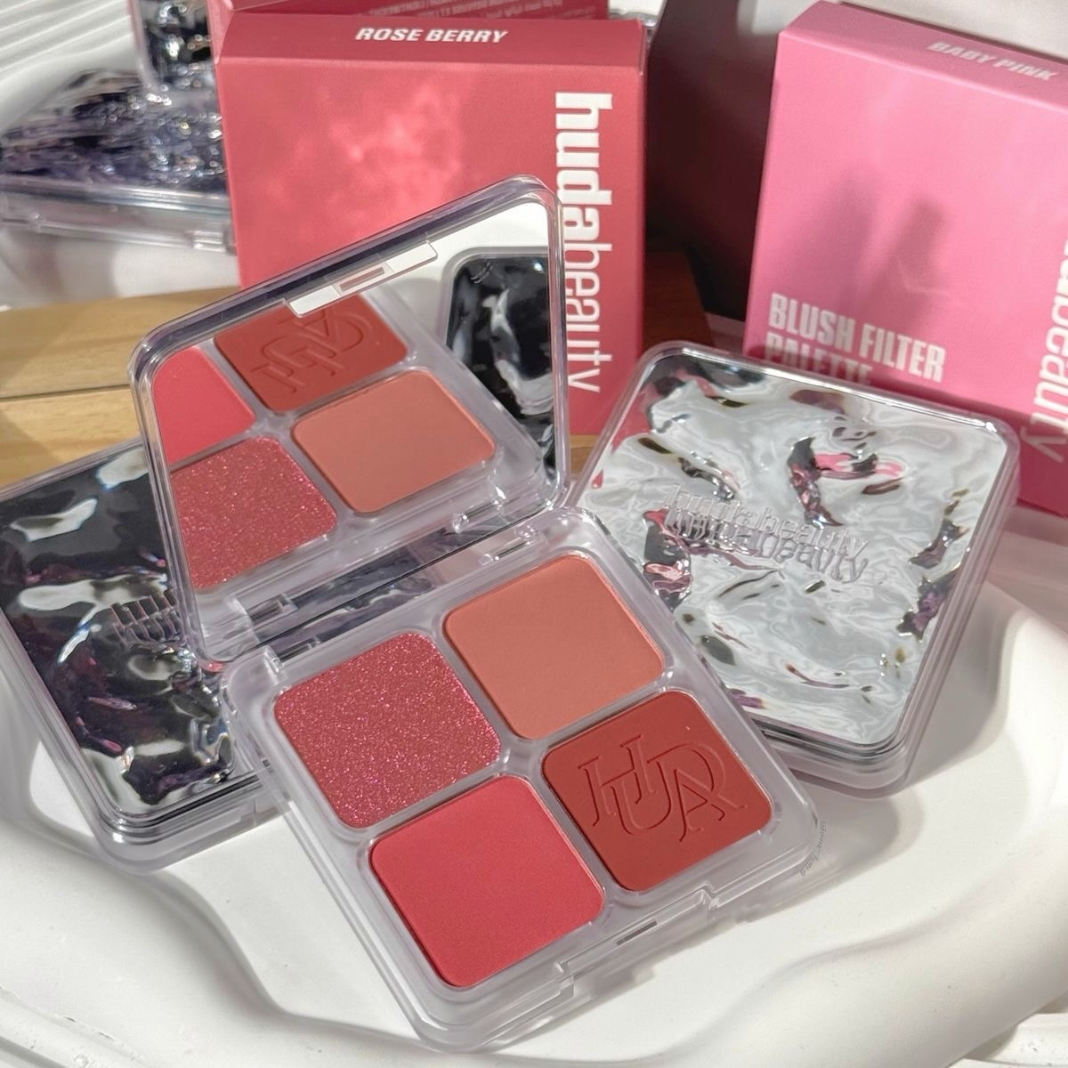 Luxury Huda Easy 4 Color Blush - Rare Beauty Makeup Highlighter review and price