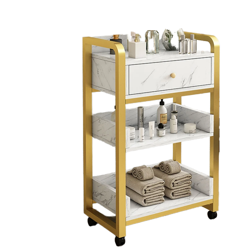 Modern Gold White Salon Trolle - Beauty Makeup Trolley review and price
