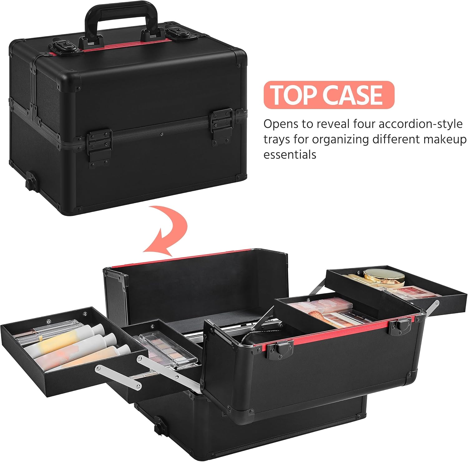 Rolling Makeup Train Case, Cos - Beauty Makeup Trolley review and price